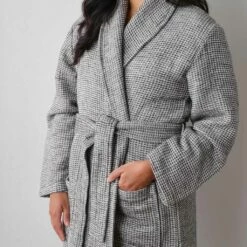 Aegean Cotton Bath Robe -US Home Sales 2024 Aegean Textured Bath Robe Black 3