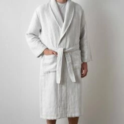 Aegean Cotton Bath Robe -US Home Sales 2024 Aegean Textured Bath Robe White 1