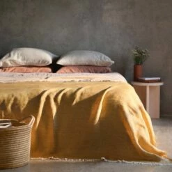 Arya Linen Bed Blanket 38 Arya Linen Bed Blanket -US Home Sales 2024 Arya Linen Bed Blanket Turmeric 4