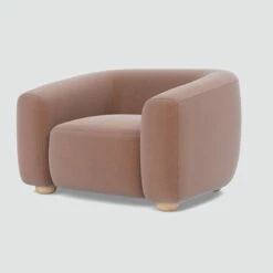 Bay Armchair -US Home Sales 2024 Bay Armchair Cotton Velvet Dusty Mauve Maple 1 1