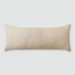 Dhara Leather Lumbar Pillow -US Home Sales 2024 Dhara Lumbar Pillow Ivory 12x30 1