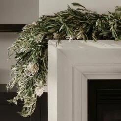 Fresh Olive And Dried Floral Garland - 6 Ft
