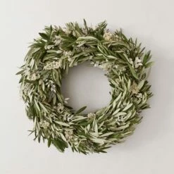 Fresh Olive And Dried Floral Wreath