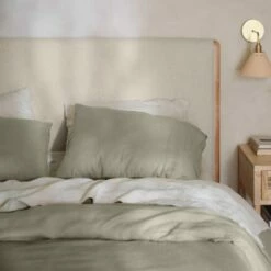 Laurel Bed With Low Footboard -US Home Sales 2024 Laurel Bed Cotton Linen Oat Maple Wood 2