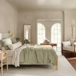 Laurel Bed With Low Footboard -US Home Sales 2024 Laurel Bed Low Footboard Cotton Linen Oat Maple Wood 3