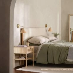 Laurel Bed With Low Footboard -US Home Sales 2024 Laurel Bed Oat Maple 1 Labeled