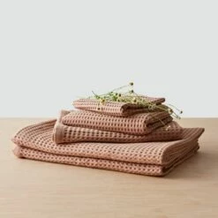 Mara Organic Waffle Towels -US Home Sales 2024 Mara Organic Waffle Towel Rose 4 1