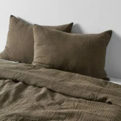Organic Cotton Gauze Duvet Set -US Home Sales 2024 Organic Cotton Gauze Duvet Set Olive 1