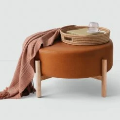 Santo Round Ottoman -US Home Sales 2024 Santo Round Leather Ottoman 2