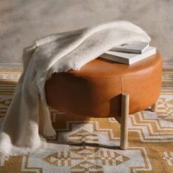 Santo Round Ottoman -US Home Sales 2024 Santo Round Leather Ottoman 4