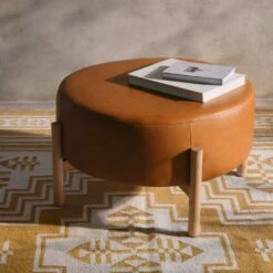 Santo Round Ottoman -US Home Sales 2024 Santo Round Leather Ottoman 5