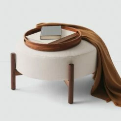 Santo Round Ottoman -US Home Sales 2024 Santo Round Linen Ottoman 2