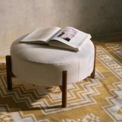 Santo Round Ottoman -US Home Sales 2024 Santo Round Linen Ottoman 6