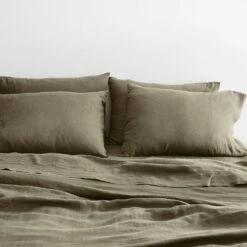 Stonewashed Linen Bed Bundle 25 Stonewashed Linen Bed Bundle -US Home Sales 2024 Stonewashed Linen Bed Bundle Olive 1