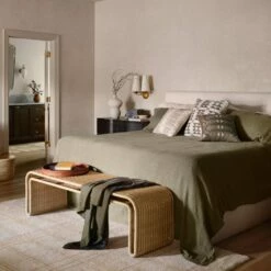 Stonewashed Linen Bed Cover -US Home Sales 2024 Stonewashed Linen Bed Cover Olive 4 2