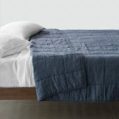 Stonewashed Linen Quilt -US Home Sales 2024 Stonewashed Linen Quilt Slate Blue 1