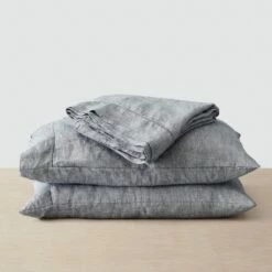 Stonewashed Linen Sheet Set 31 Stonewashed Linen Sheet Set -US Home Sales 2024 Stonewashed Linen Sheet Set Indigo Chambray 2