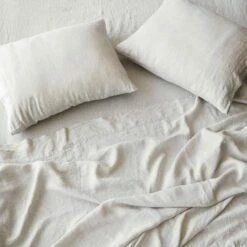 Stonewashed Linen Sheet Set 37 Stonewashed Linen Sheet Set -US Home Sales 2024 Stonewashed Linen Sheet Set Sand Stripe 1