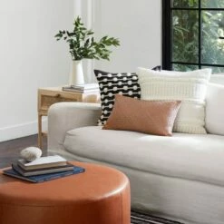 Dhara Leather Lumbar Pillow - Small -US Home Sales 2024 Texture Pillow Series 3