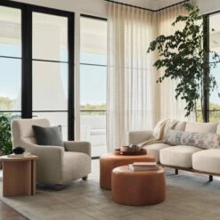 Torres Round Leather Ottoman - Medium & Large -US Home Sales 2024 Torres Round Ottoman Natural Large 11