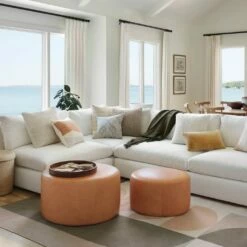 Torres Round Leather Ottoman - Medium & Large -US Home Sales 2024 Torres Round Ottoman Natural Large 7