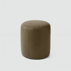 Torres Round Leather Ottoman - Small 33 Torres Round Leather Ottoman - Small -US Home Sales 2024 Torres Round Ottoman Olive Small 1