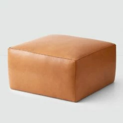 Torres Square Leather Ottoman - Medium & Large -US Home Sales 2024 Torres Square Ottoman Natural Large 1