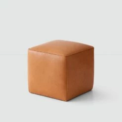 Torres Square Leather Ottoman - Small -US Home Sales 2024 Torres Square Ottoman Natural Small 1