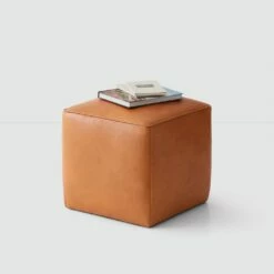 Torres Square Leather Ottoman - Small -US Home Sales 2024 Torres Square Ottoman Natural Small 2