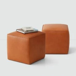 Torres Square Leather Ottoman - Small -US Home Sales 2024 Torres Square Ottoman Small 5